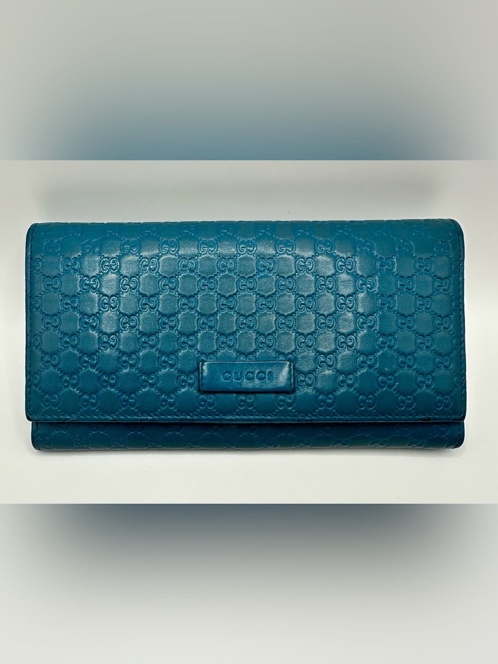 Gucci Teal/Turquoise Embossed GG Continental Wallet